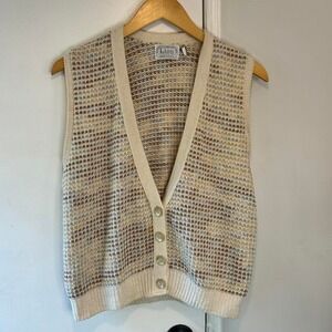 Lion medium tan and cream sweater vest spun cotton.‎ Women vintage